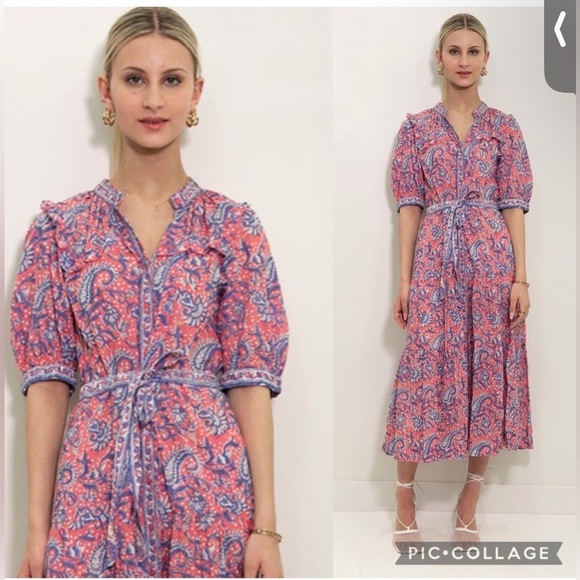 Lola Australia Dresses & Skirts - Lola Australia Pacific Boho Belted Midi Dress Size L